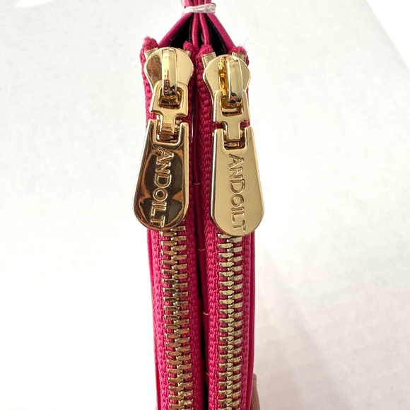 🌸ANDOILT Women's Wallet RFID Block Crdt Holders 2 Zipp Compartments Pink - Picture 7 of 8